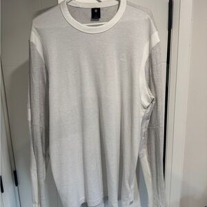 G-Star Long Sleeve Crew Neck Shirt in Light Gray and White